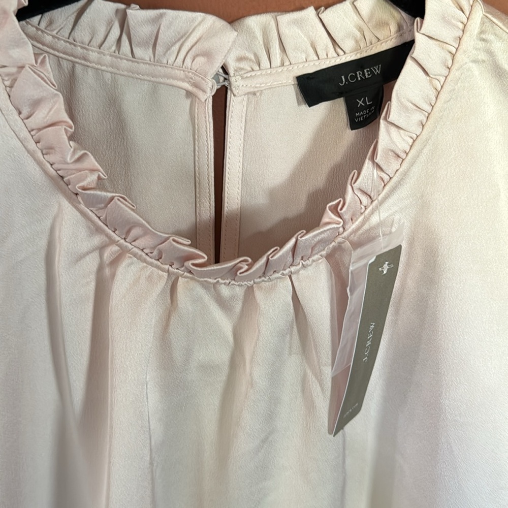 😊NWT J.CREW Tulip-sleeve ruffleneck top blouse Dune Pink Beige Shell size… - Picture 4 of 16